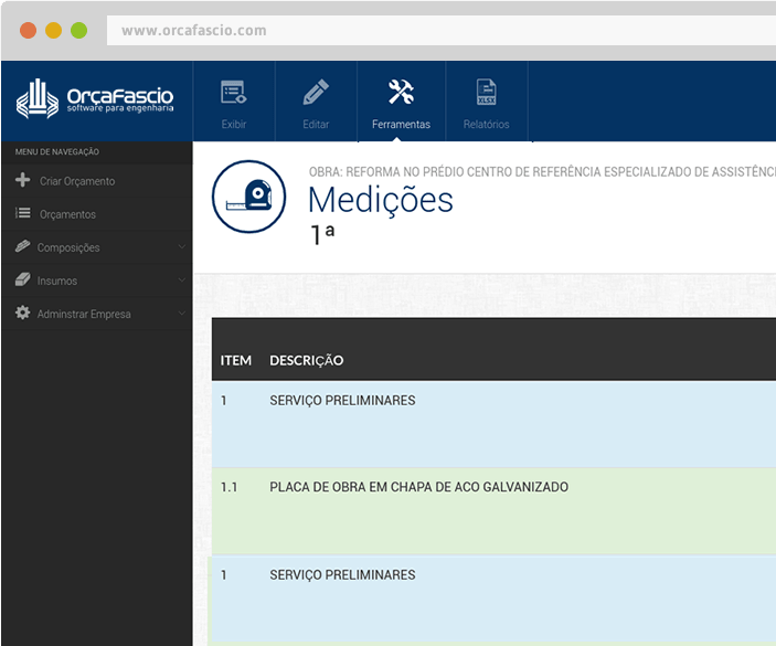 Tela do Módulo de Medição